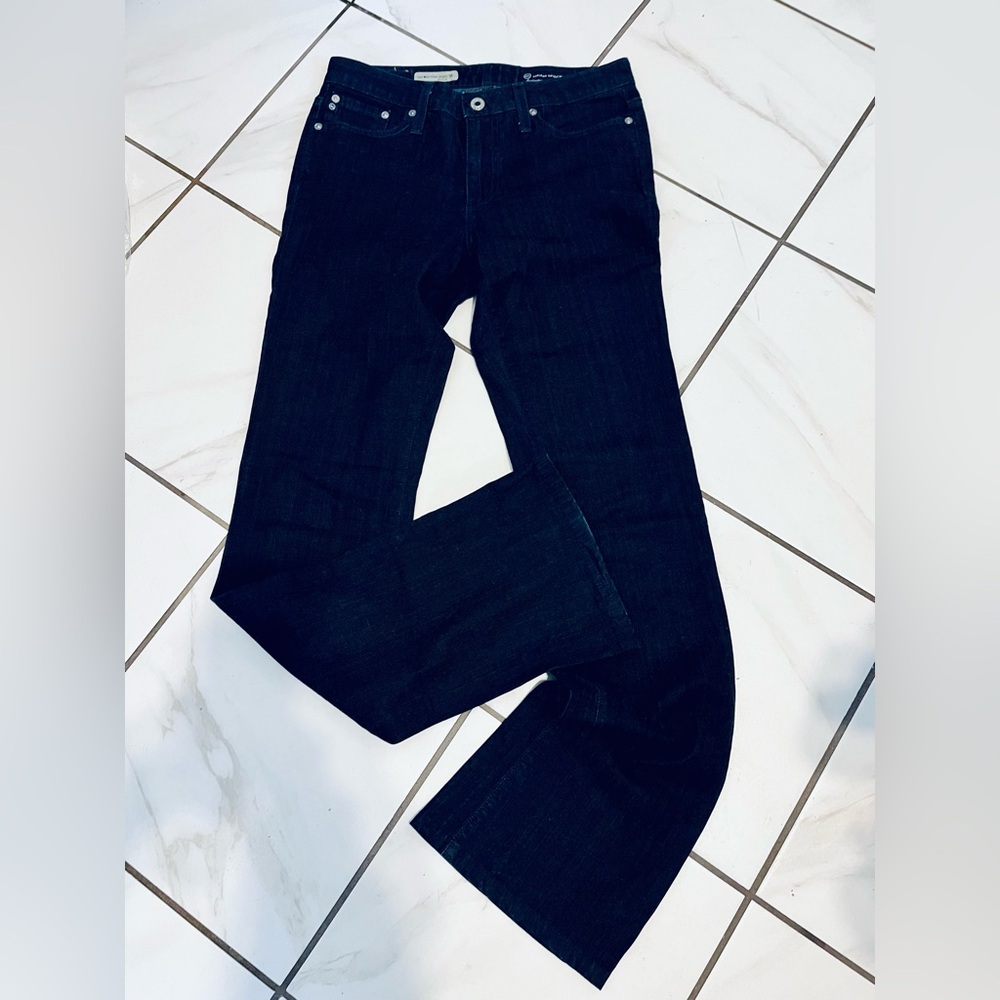 Ag Women's Dark Wash Blue/Black Angle Mid Rise Jeans